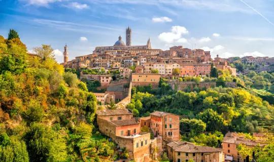 Downtown Siena skyline in Italy