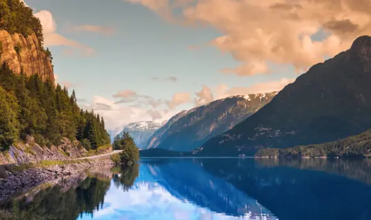 Hardanger Fjord Norway landscape.